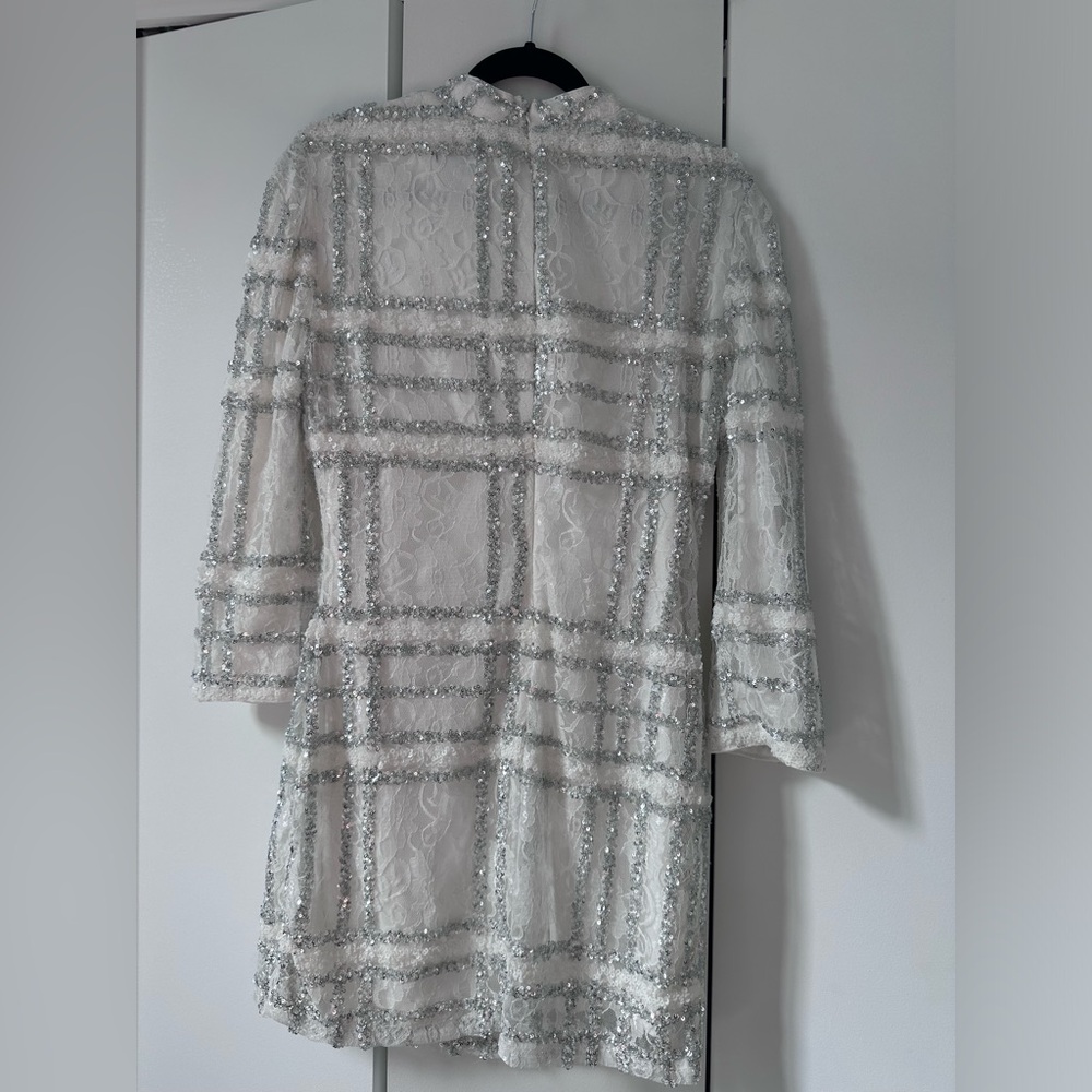 Short white and silver sequin Lulus dress